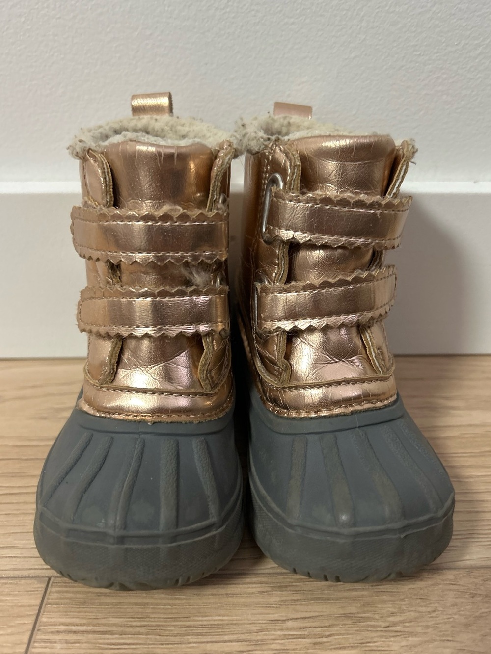 Gymboree Rose Gold and Gray Toddler Winter Duck Boots